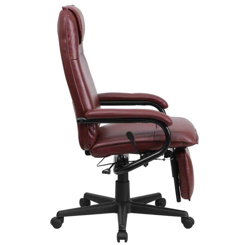 Burgundy High-Back LeatherSoft Swivel Executive Chair with Footrest