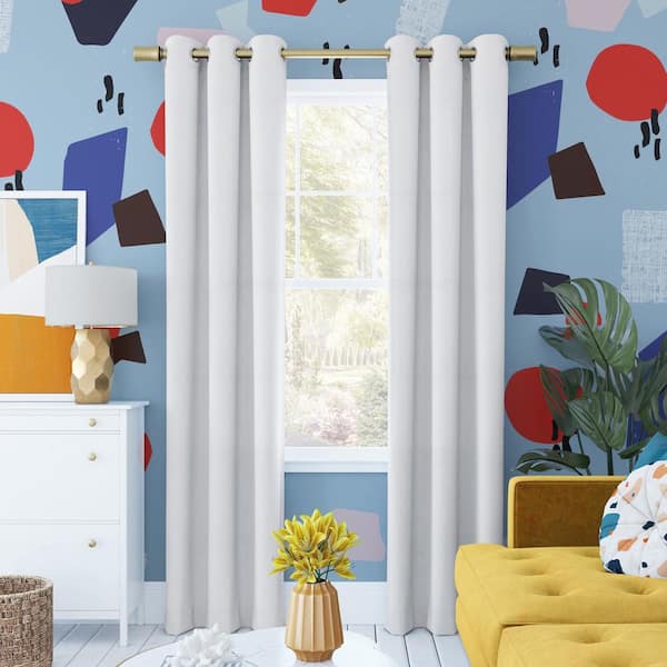 Sun Zero Harper Bright Vibes White Polyester 40 in. W x 63 in. L Grommet 100% Blackout Curtain (Single Panel)