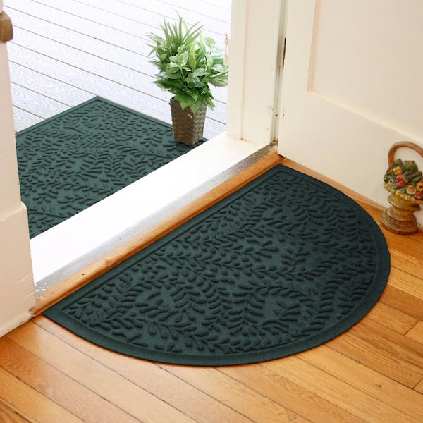 Waterhog Boxwood Evergreen 24 in. x 39 in. Half Round PET Polyester Indoor Outdoor Doormat