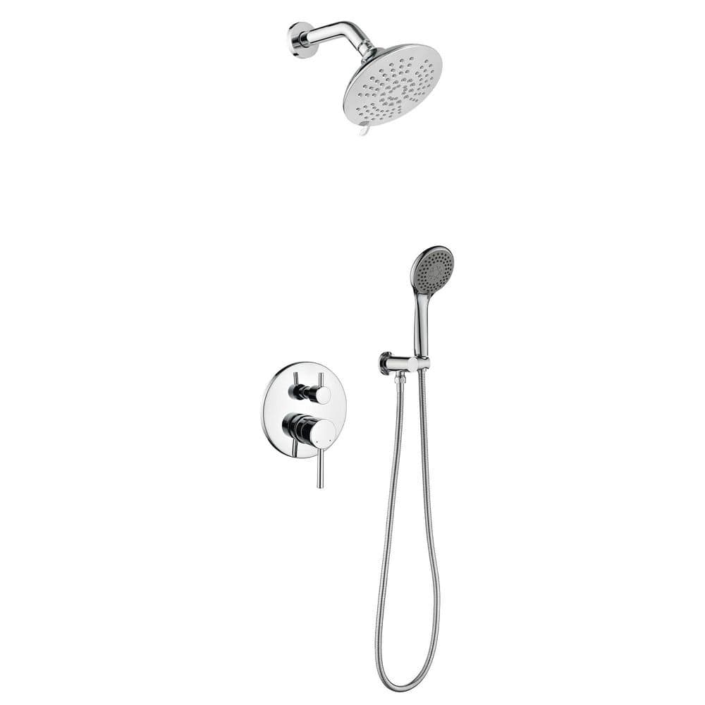 Single Handle 5-Spray Shower Faucet 1.8 GPM with Pressure Balance Wall Mount Shower System Set in Polished Chrome price history on PriceWatchPro