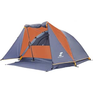 Portable 6 ft. L 2-Person Orange Aluminum Camping Tent with Bike Shed