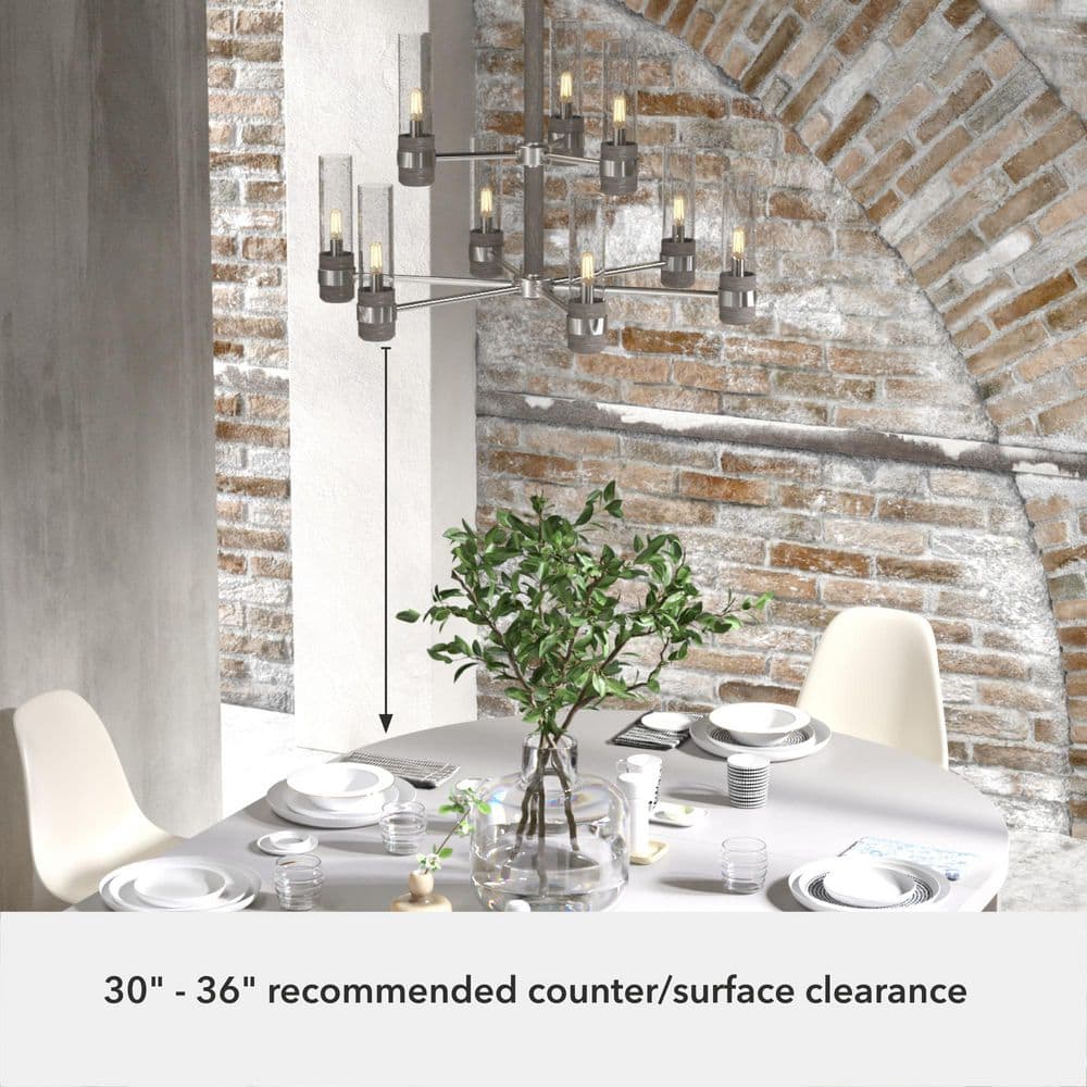 River Mill Brushed Nickel 9-Light 2-Tier Chandelier
