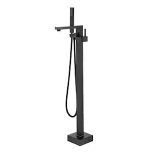 Single-Handle Freestanding Tub Faucet with Hand Shower and Water Supply Lines in. Matte Black