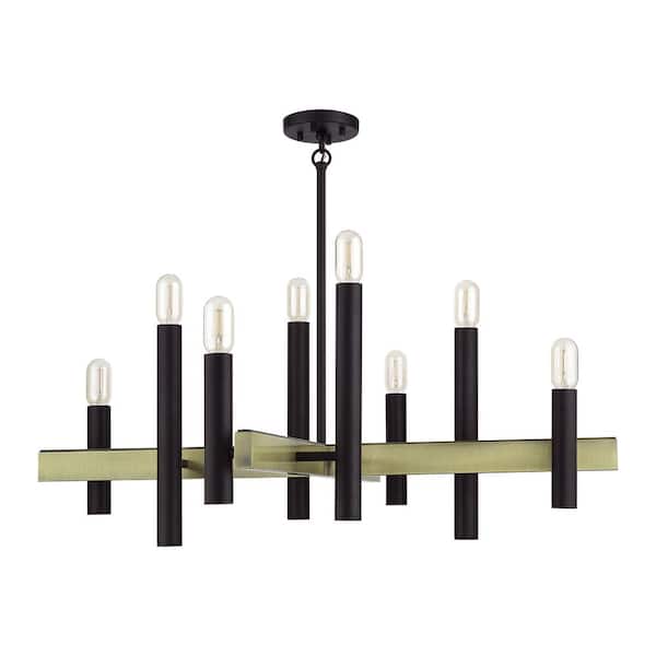 Helsinki 8-Light Bronze with Antique Brass Accents Chandelier