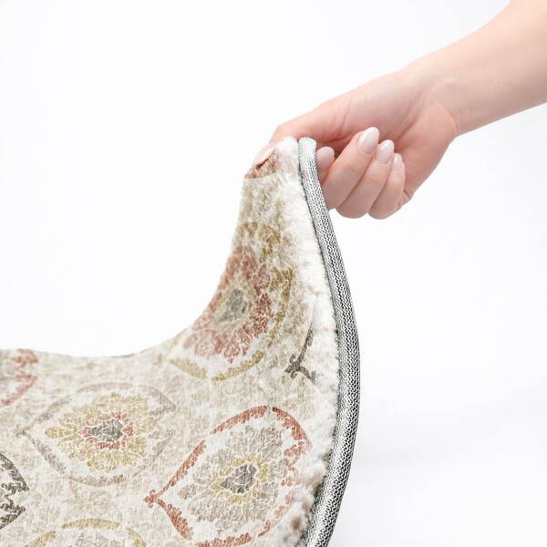 Dream Shag Premium Machine Washable Abstract ADS808 Ivory 2 ft. x 3 ft. Accent Rug