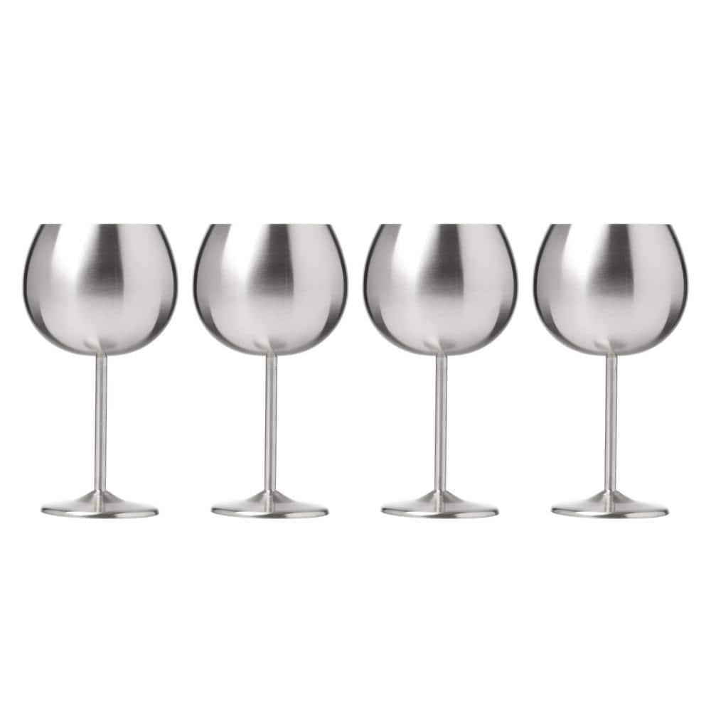 18 oz. Silver Stainless Steel Red Wine Glass Set (Set of 4) -  Cambridge, EW006CBSTNDS