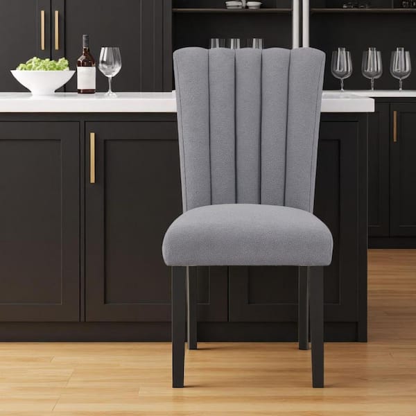 40.00 in. H Gray, Black Counter Height Solid and Manufactured Wood Bar Stool with Upholstered Seat Set of 1