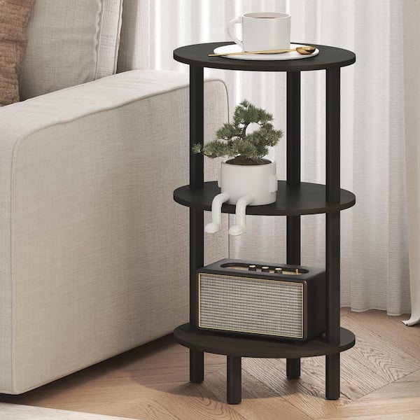 Turn-N-Tube 13 in. Espresso/Black Oval Wood End Table with Open Shelving