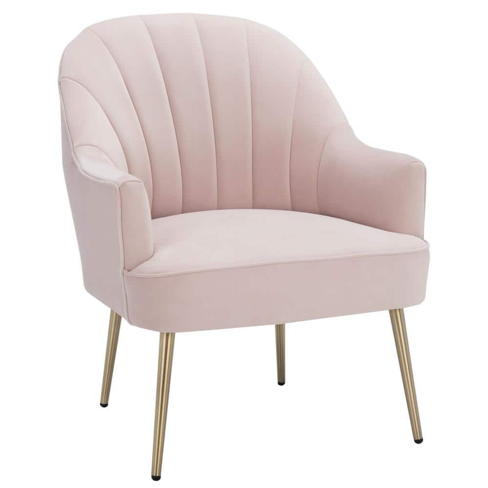 Areli Light Pink Velvet and Gold Accent Chair