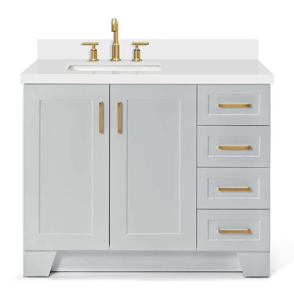 Taylor 43-inch White Quartz Top Gray Single Sink Vanity