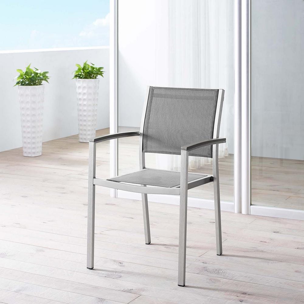 Shore Breeze 22" Silver Gray Aluminum Mesh Outdoor Dining Chair