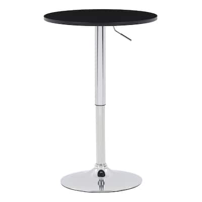 Adjustable Height Black Swivel Round Bar Table