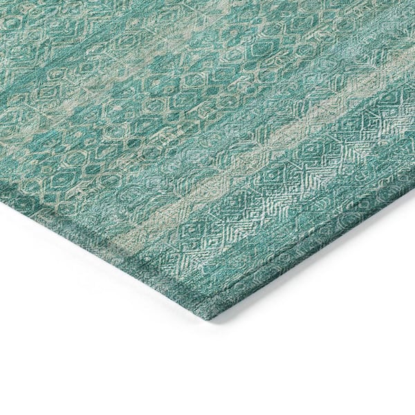 Chantille Machine Washable Indoor/Outdoor Abstract ACN2105 Teal 8 ft. x 10 ft. Area Rug