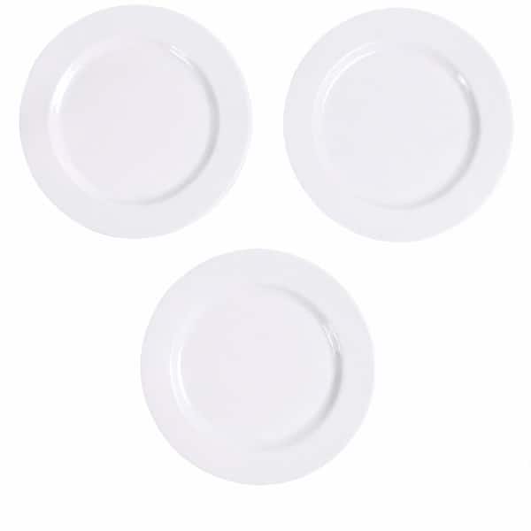 White 9 in. Round Stackable Melamine Salad and Dessert Plates, Set of 6 Salad & Dessert Plates