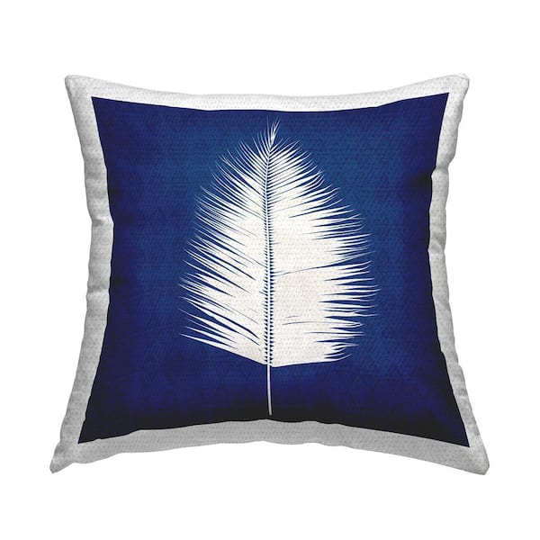 Stupell Industries Abstract Leaf Frond Shape Bold Blue Blue Square Outdoor Throw Pillow