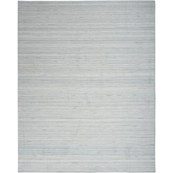 Nourison Interweave Light Blue 10 ft. x 14 ft. Solid Ombre Geometric Modern Area Rug