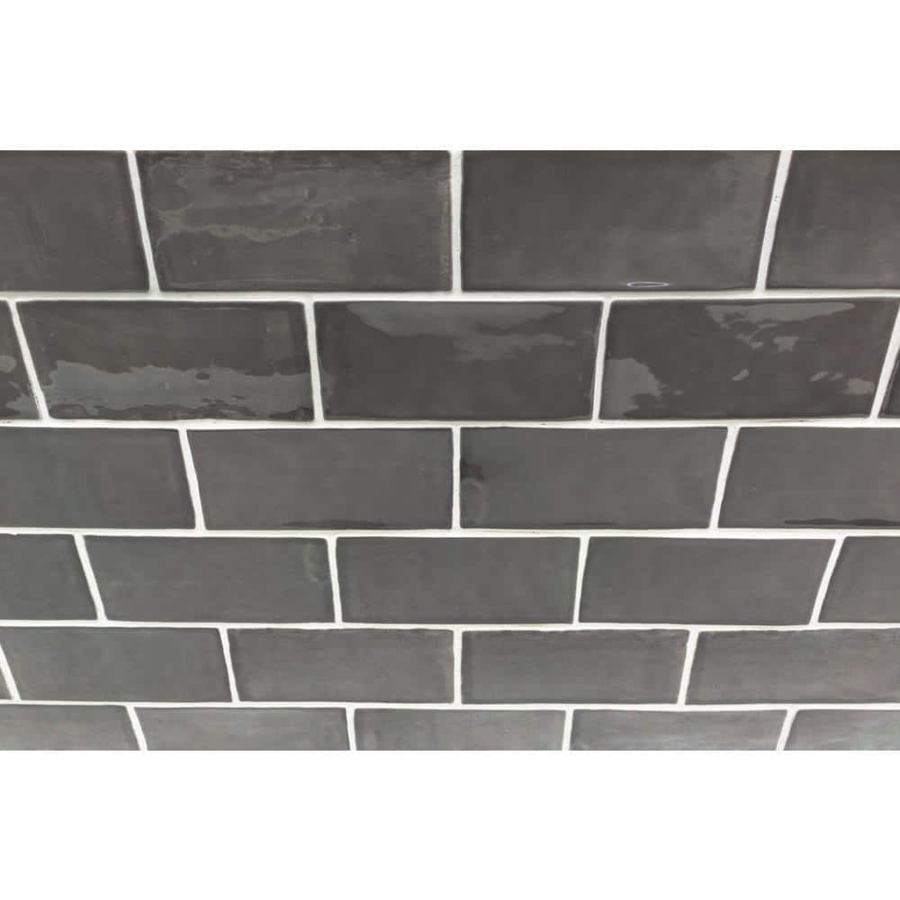 Messi 3x6 Polished Gray Ceramic Subway Wall Tile