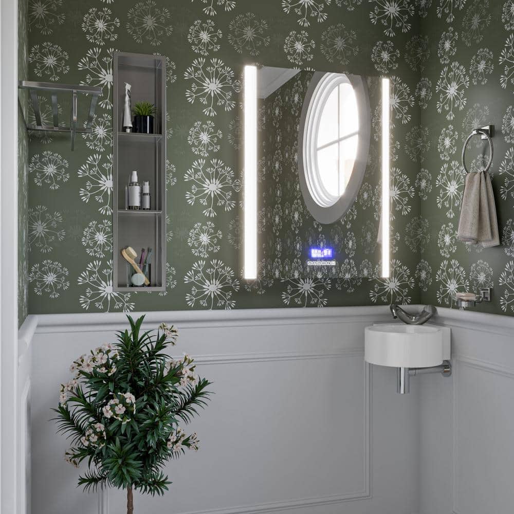 White Ceramic Wall-Mount Oval Bathroom Sink with Overflow
