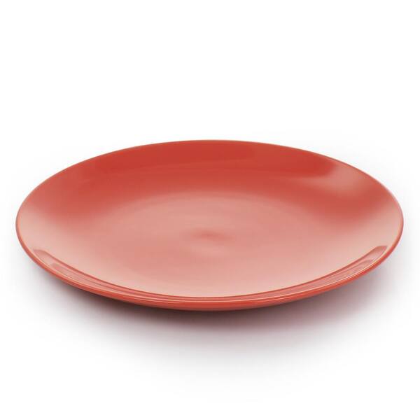 Pottery Plate,12-13-inch Round Fire Brick Red Ceramic Plate