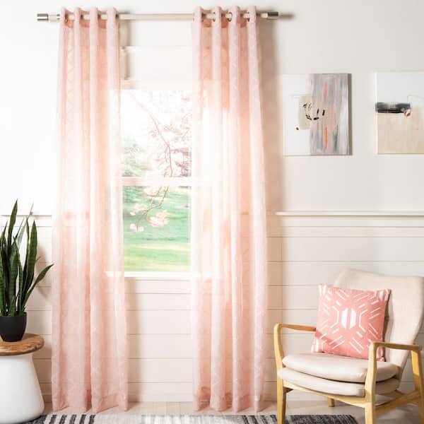 Safavieh Pink Geometric Grommet Sheer, Sheer Pink Curtains
