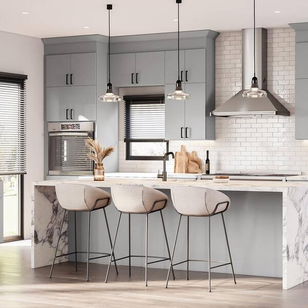 Home Decorators Collection - Hargrove 18 in. W x 21 in. D x 84 in. H Assembled Plywood Vanity Linen Bath Cabinet in Veiled Gray with Soft Close LH