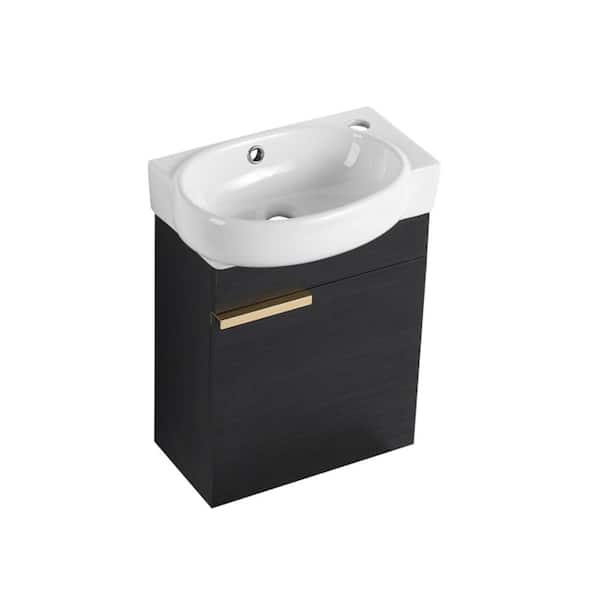 Sarlai 16.8 in. Wall-mounted White Bath Vanity with White Ceramic Top
