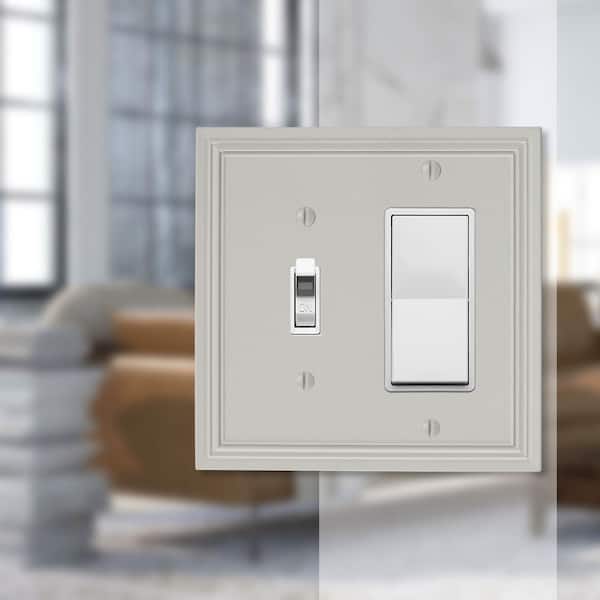 Hallcrest 2 Gang 1-Toggle and 1-Rocker Metal Wall Plate - Gray