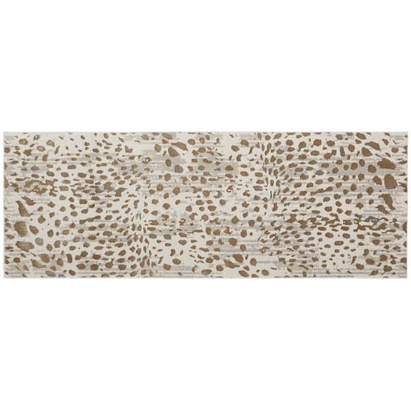 HomeRoots 2 X 8 Brown and Ivory Abstract Runner Rug