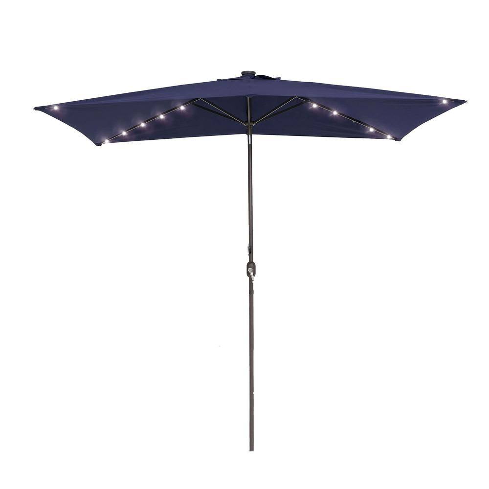 10 ft. x 6.5 ft. Market Rectangular LED Umbrella with Tilt and Crank Waterp