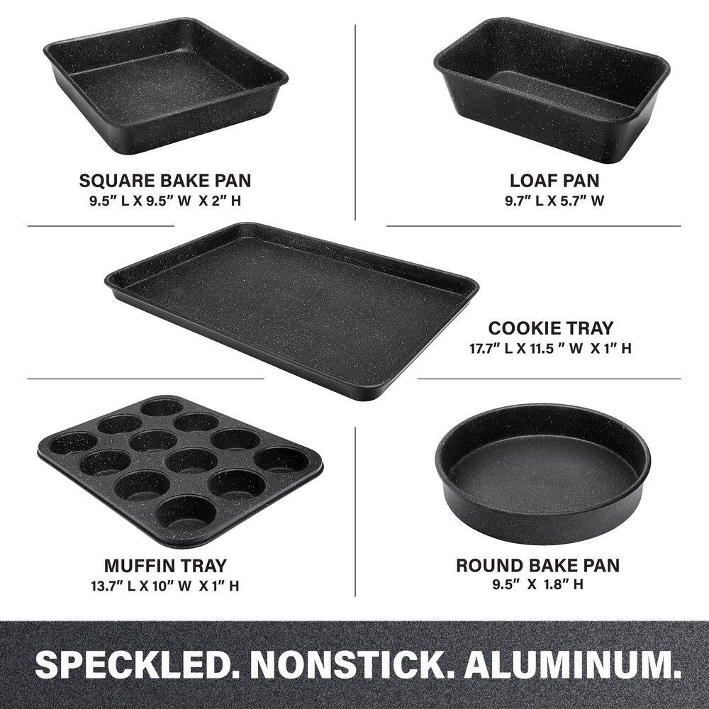 Granite Stone Black 5-Piece Nonstick Aluminum Bakeware Set