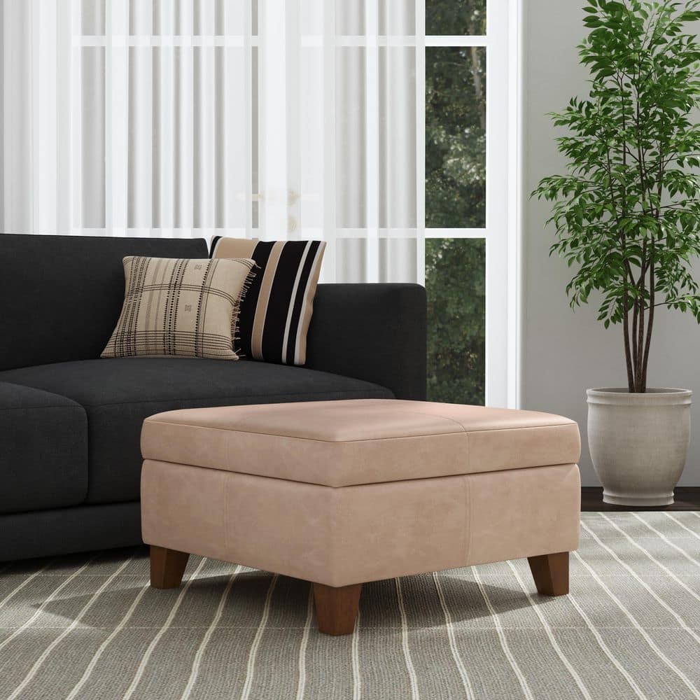 Sand Faux Leather Square Storage Large Ottoman price history on PriceWatchPro