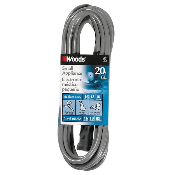 Woods 20 ft. 16/2 SVT Small Appliance Extension Cord, Gray