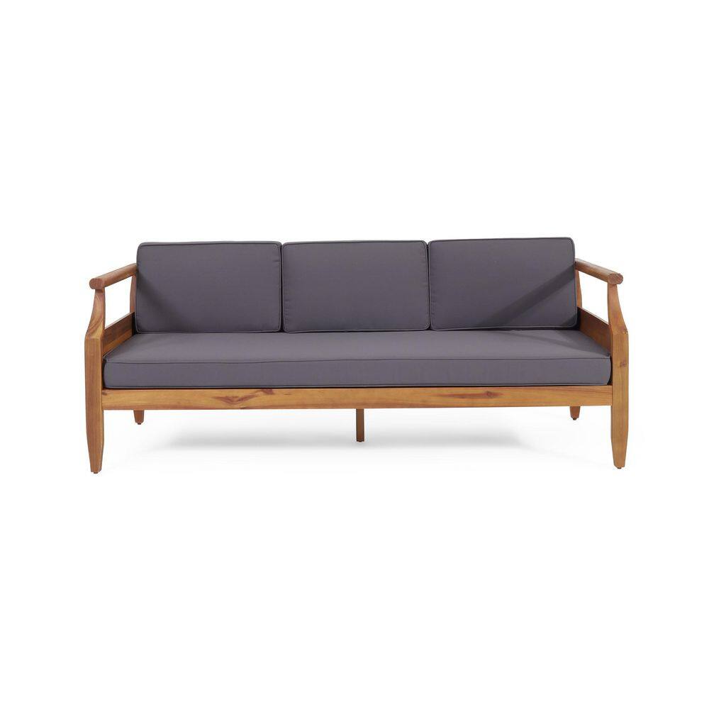 Teak Wood Outdoor 3-Seater Couch with Gray Cushions price history on PriceWatchPro