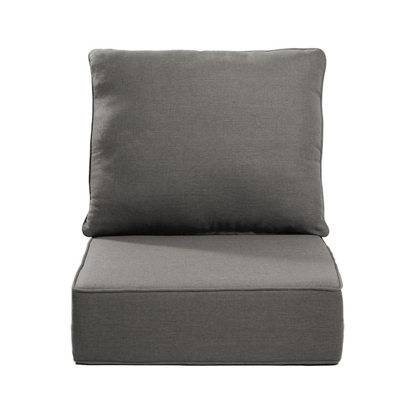 24 in. x 24 in. x 6 in. 2-Piece Olefin Deep Thick Seating Outdoor Lounge Chair Sofa Replacement Cushion Set in Gray