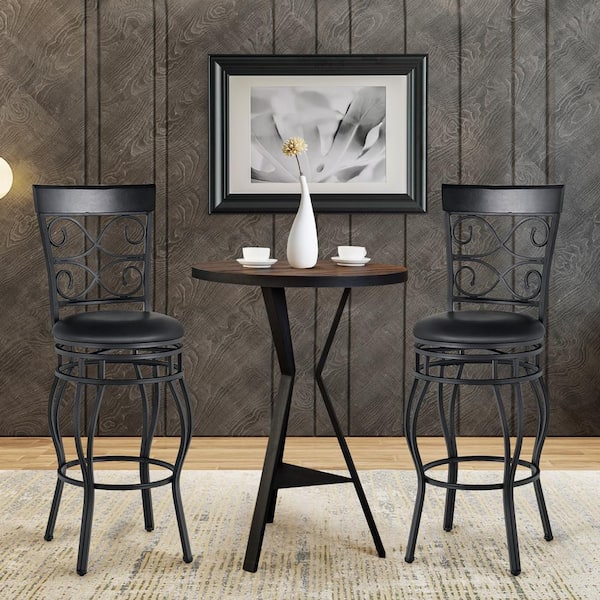Costway Vintage Swivel Bar Stools 30 in. Bistro Upholstered