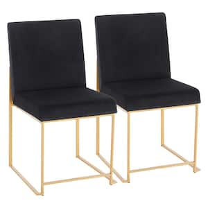 Fuji Black Velvet Gold High Back Dining Chair (Set of 2)