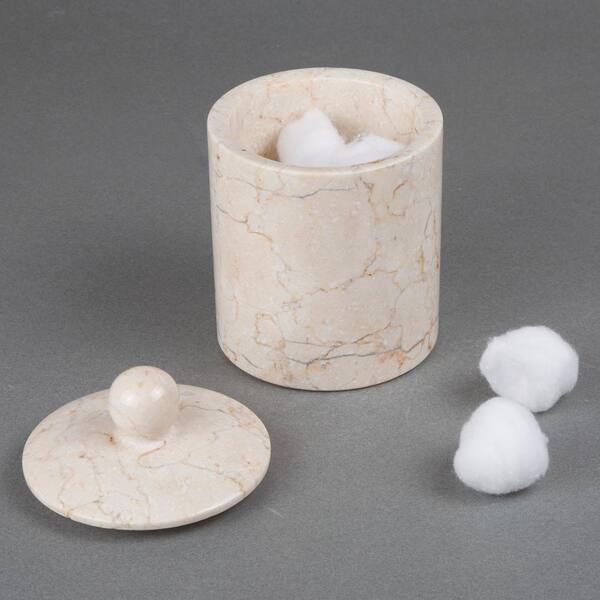 Creative Home Spa Natural Marble Cotton Ball Holder In Beige 744 The Home Depot