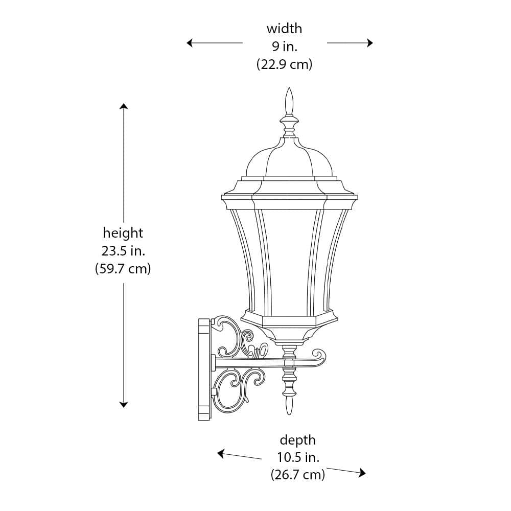 Burlington II Black 23.5" Glass 3-Light Wall Lantern