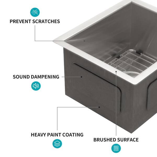Xzkai 13 in. Undermount Single Bowls Stainless Steel Kitchen