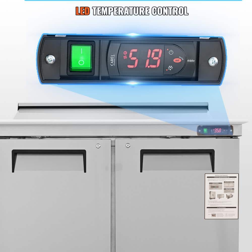 48'' Stainless Steel Double-Door Sandwich Prep Refrigerator