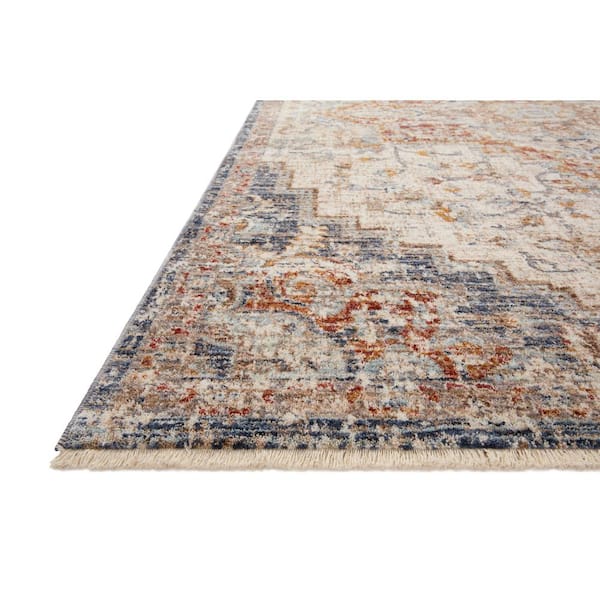Sorrento Ivory/Fiesta 5'-3" x 5'-3" Round Oriental Fringe Area Rug
