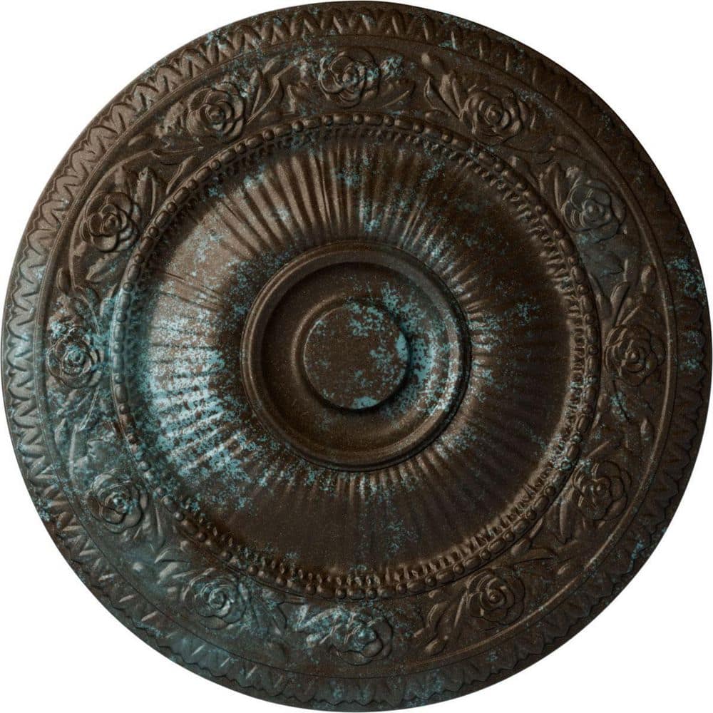 "24-1/4"" x 2"" Neuveau Urethane Ceiling Medallion (Fits Canopies upto 6-3/8""), Hand-Painted Bronze Blue Patina" price history on PriceWatchPro