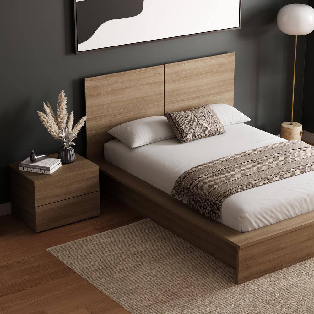 Brown Oak Composite 3-Piece Full Bedroom Set