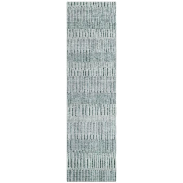 Chantille Machine Washable Indoor/Outdoor Abstract ACN2807 Aqua 2 ft. x 7 ft. Runner Rug