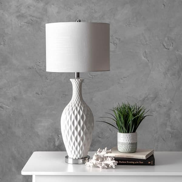 Irvine 28 in. Ivory Contemporary Table Lamp, Dimmable