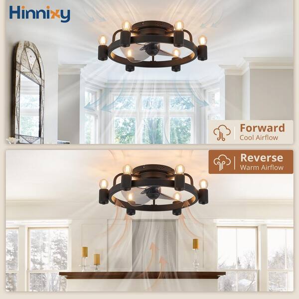 HINNIXY 20 in. Indoor Matte Black Flush Mount Ceiling Fan with