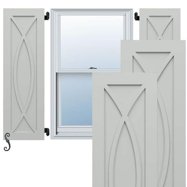 Ekena Millwork EnduraCore Rosa Modern Style 12-in W x 39-in H Raised Panel Composite Shutters Pair in Hailstorm Gray