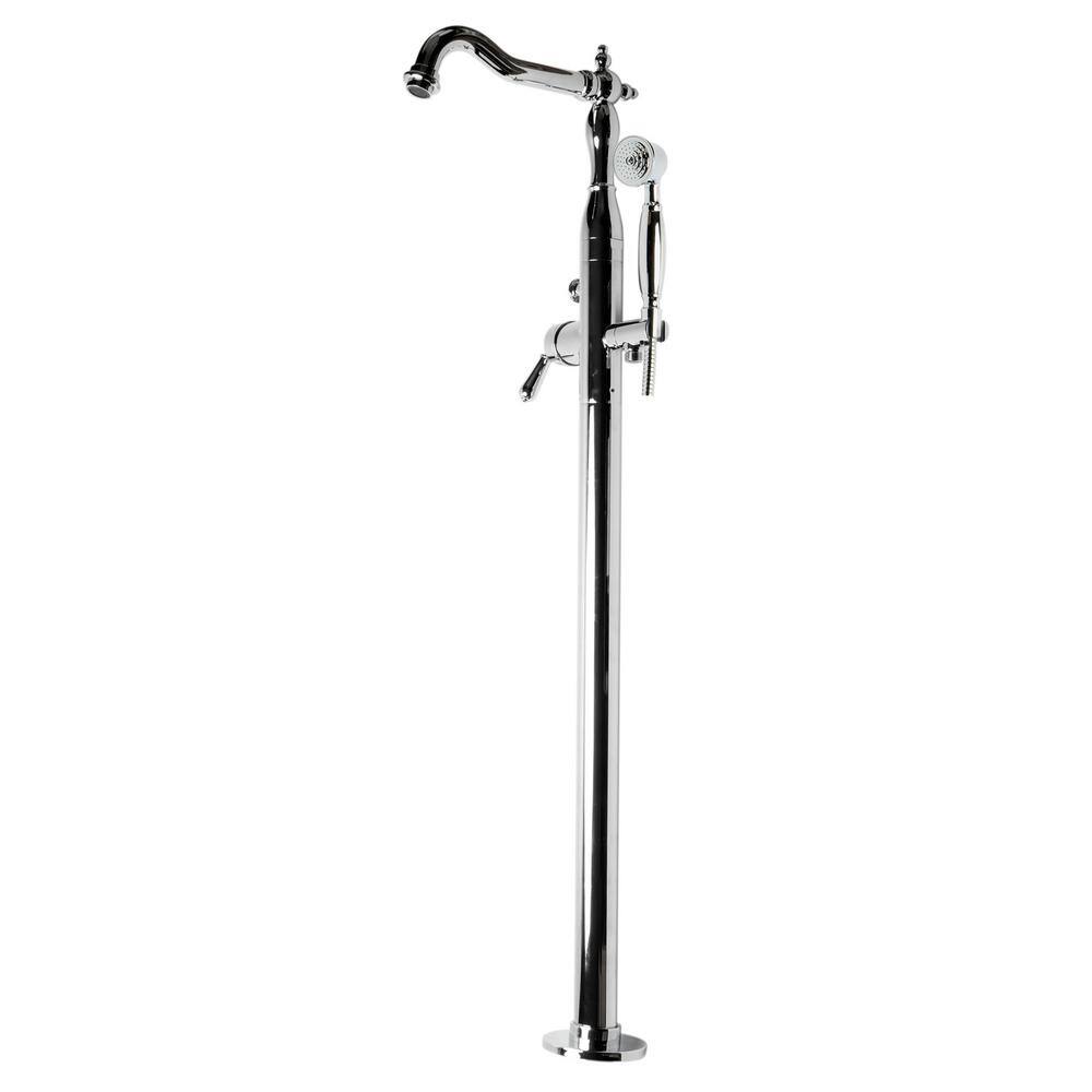 Polished Chrome Freestanding Tub Filler with Hand Shower