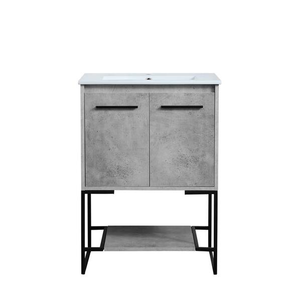 Unbranded Timeless Home 24 in. W x 18.31 in. D x 33.46 in. H Single Bathroom Vanity in Concrete Grey with Porcelain