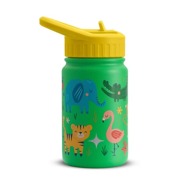 JoyJolt Kids 12-Ounce Stainless Steel Insulated Bottle, Zoo
